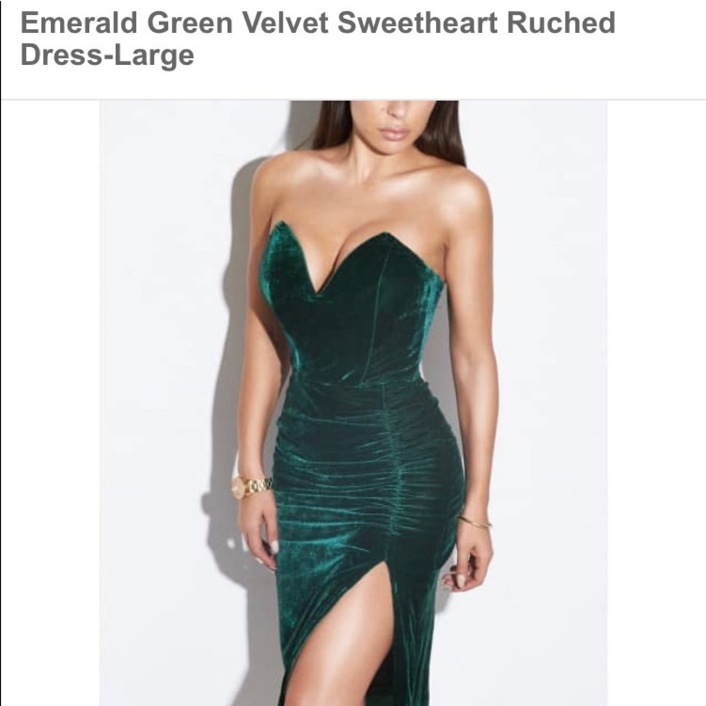Velvet strapless green JLUX Label dress